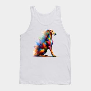 Abstract Colorful Splashed Paint Pharaoh Hound Portrait Tank Top